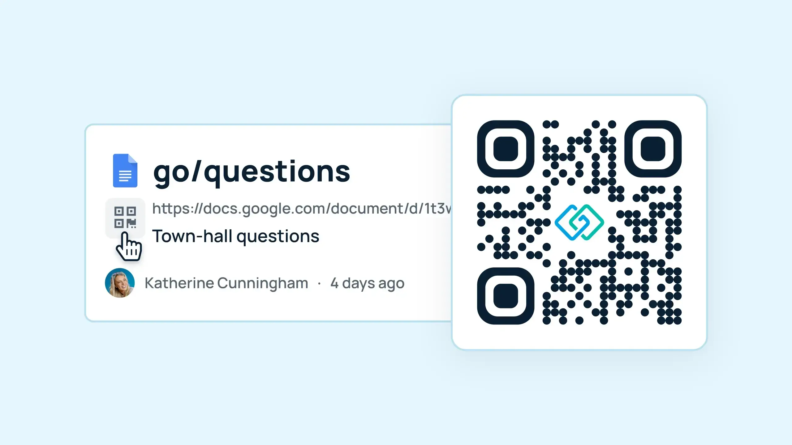 GoLinks® Video Tutorial: Turn new and existing Go Links® into QR codes that can be used to access company information.