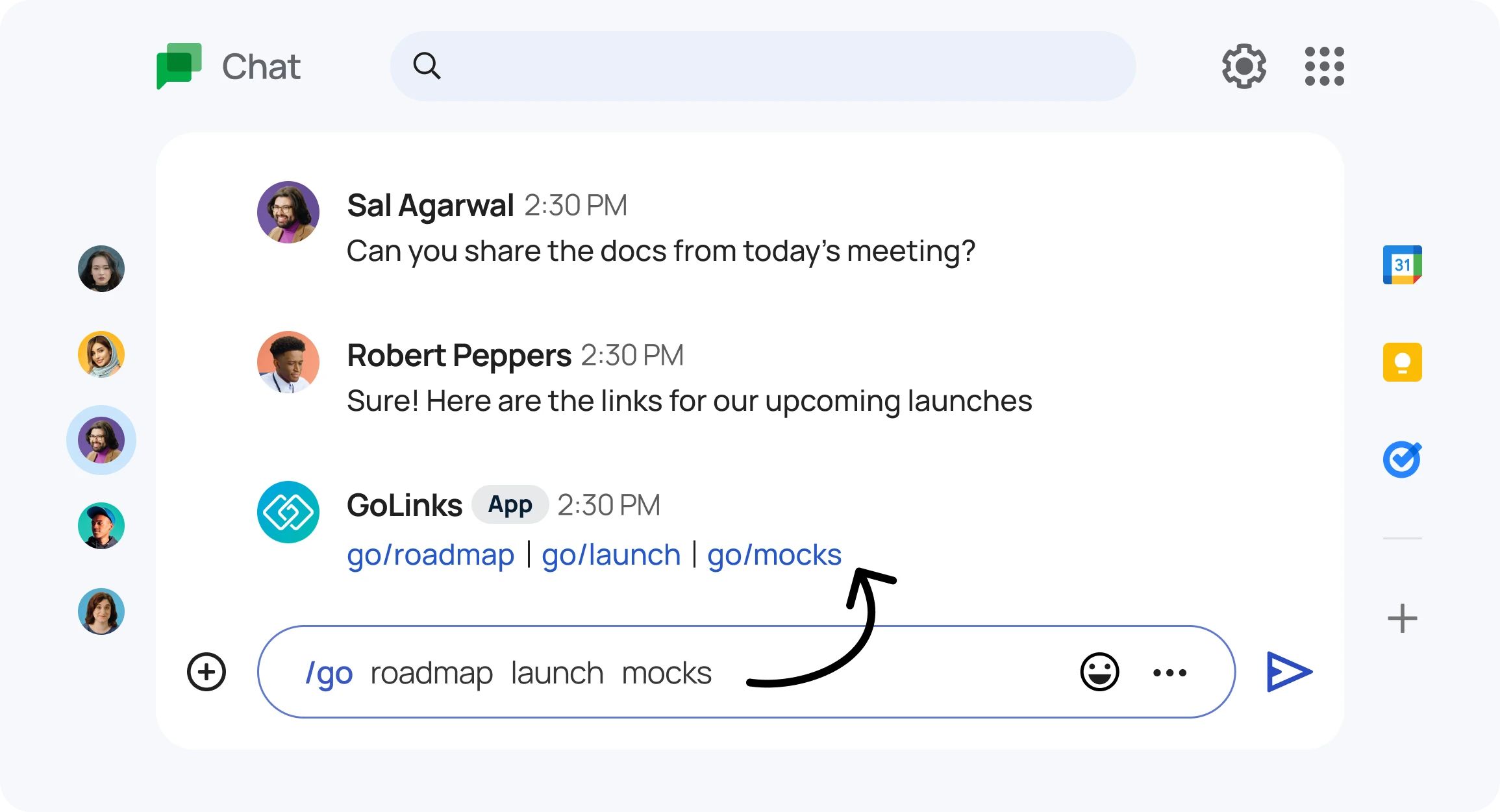Converting Go Links® in a Google Chat event